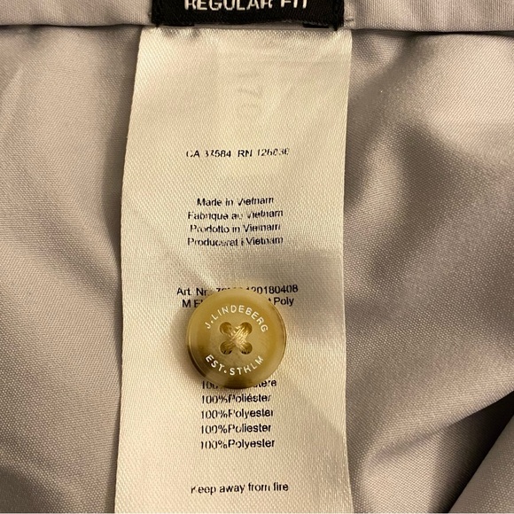 J. Lindeberg Golf Pants Regular Fit Lightweight 34x30 Light Gray Pant Logo - Picture 10 of 12